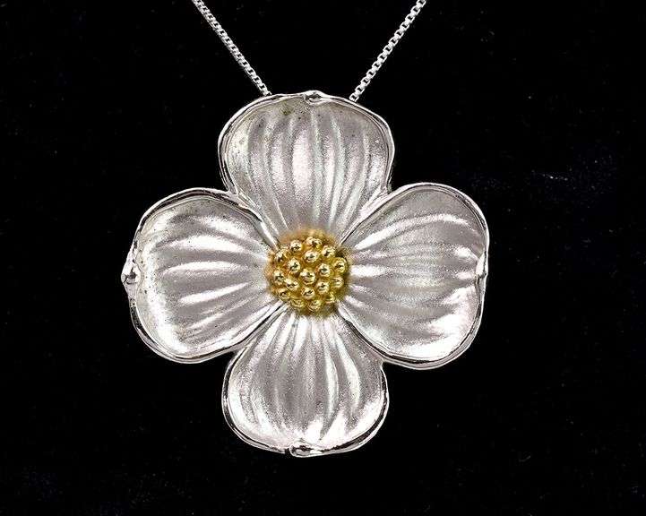 Dogwood Flower Set In Sterling Silver