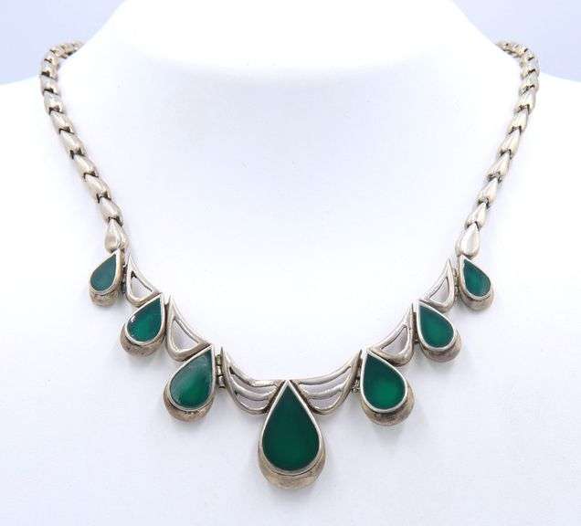 Set of Vintage 925 Sterling Silver Malachite Jewelry