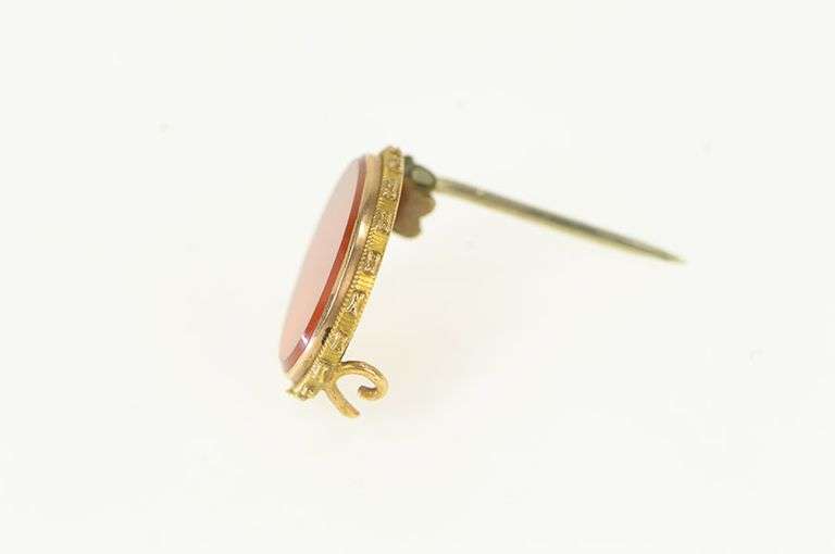 14K Yellow Gold Victorian Oval Ornate Carnelian Statement Pin/Brooch