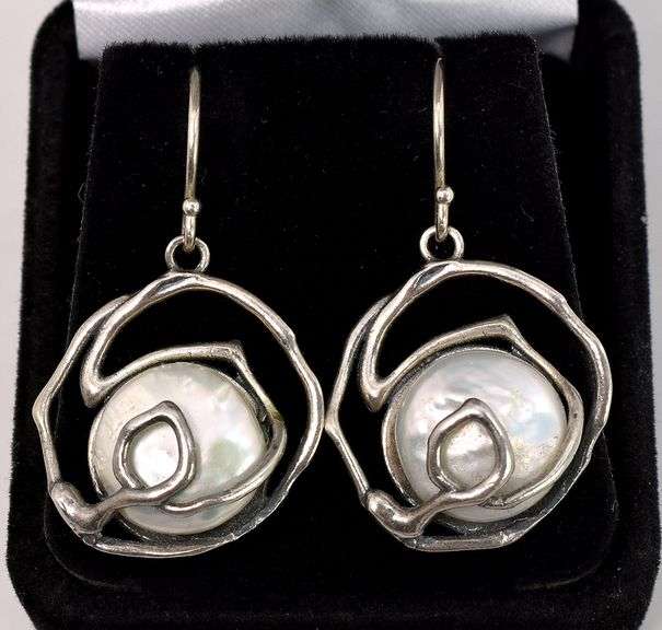 Mother of Pearl Dangle Earrings in Sterling Silver