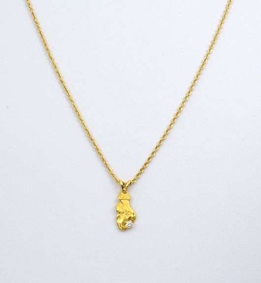 14K Rope Necklace with 22K Nugget Pendant