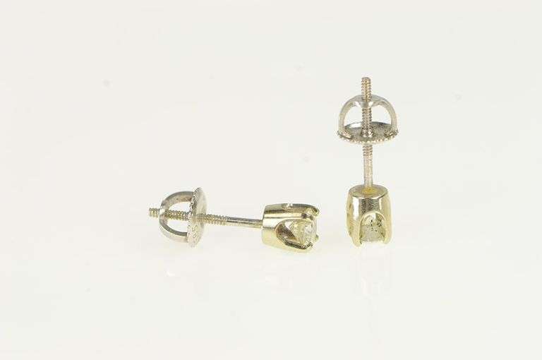 14K White Gold 0.50 Ctw Diamond Solitaire Classic Stud Earrings