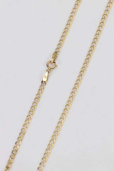 14k Yellow Gold Solid Pave Curb Link Chain 2.5mm Necklace 24"