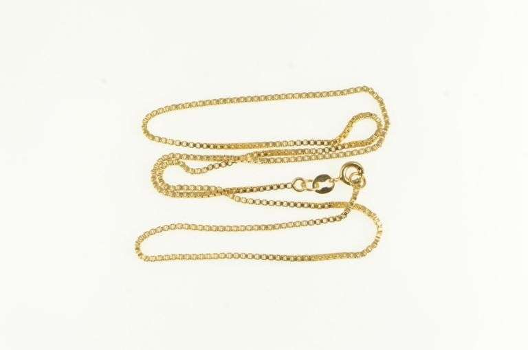 14K Yellow Gold 1.2mm Box Link Classic Square Chain Necklace