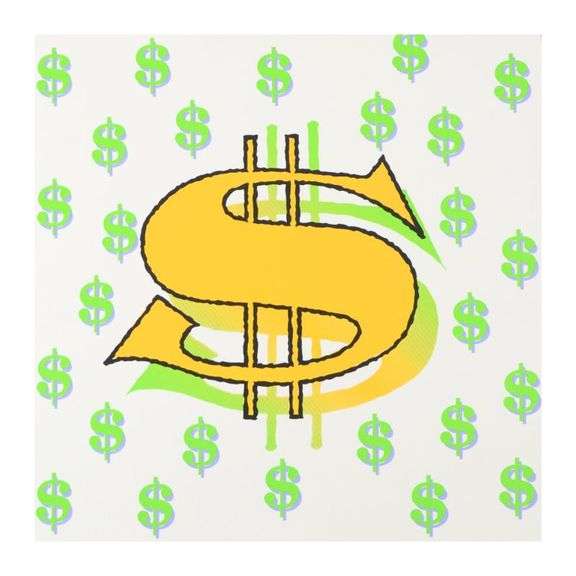 Dollar Sign (White) by Steve Kaufman