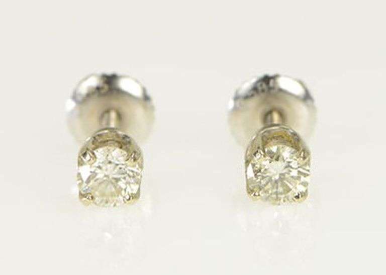 14K White Gold 0.50 Ctw Diamond Solitaire Classic Stud Earrings