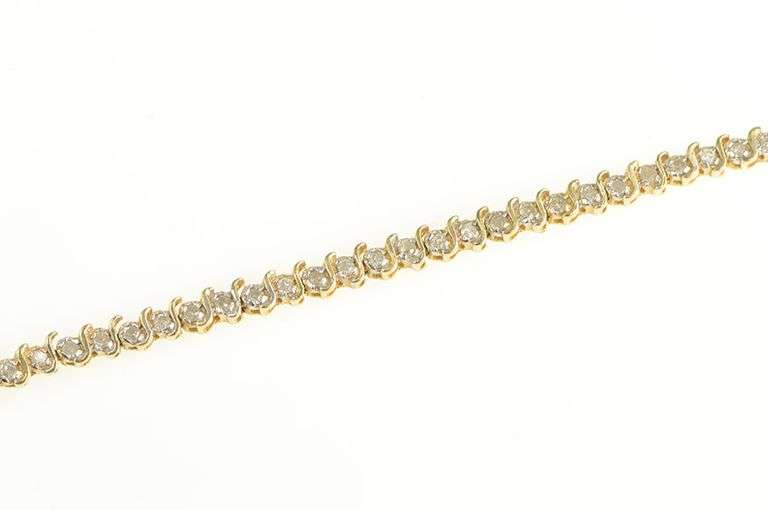14K Yellow Gold 1.20 Ctw Diamond Classic Tennis Bracelet