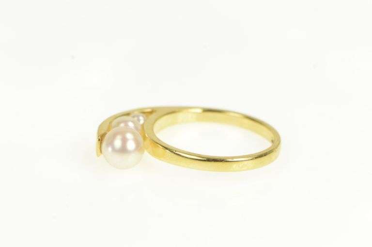 18K Yellow Gold Graduated Pearl Ornate Vintage Statement Ring
