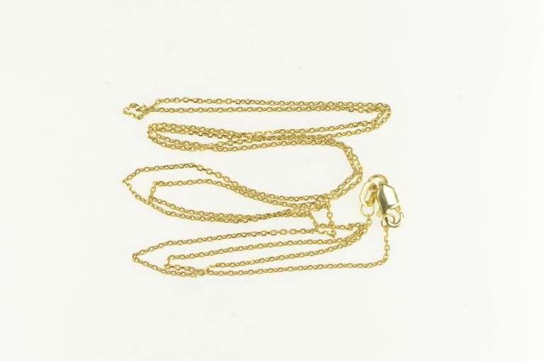 14K Yellow Gold 1.0mm Cable Chain Simple Vintage Link Necklace