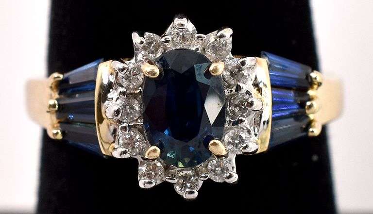 Alluring Blue Sapphire and Diamond Ring in 14K Yellow Gold