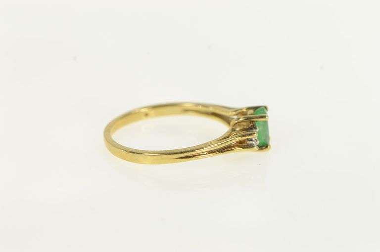 10K Yellow Gold Oval Emerald Diamond Vintage Statement Ring