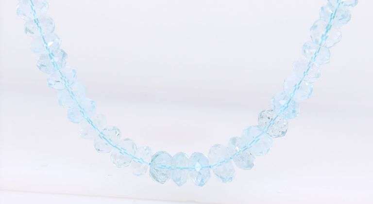 Aquamarine Beaded Necklace with Gold Clasp