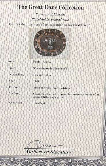 Very Rare Picasso Offset Lithograph in Gloss Coated from 1948