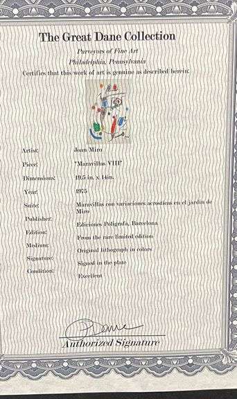 Collectible Limited Edition Joan Miro Lithograph Circa 1975