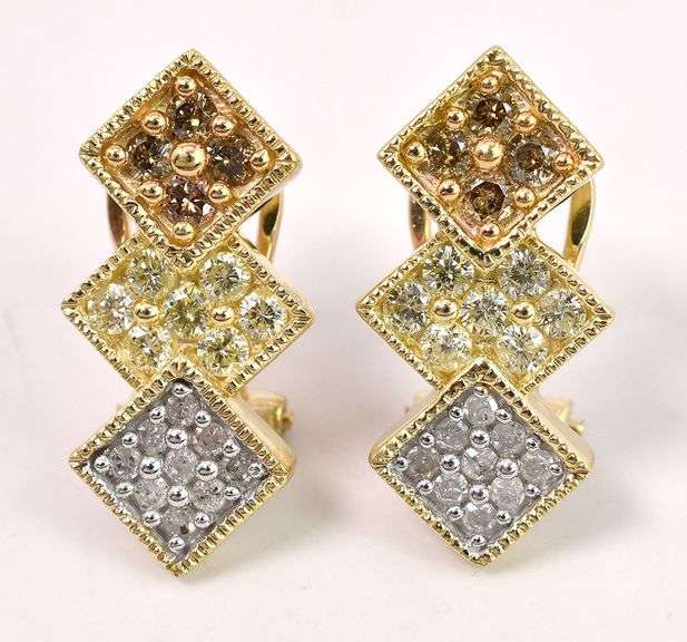 Dazzling Diamond Dangle Earrings in 14K Yellow Gold