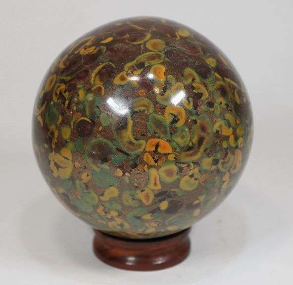 Deliciously beautiful 3,705ct Fruit Jasper sphere