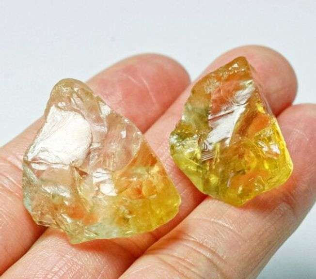 Stunning 70ct uncut golden Citrine pair
