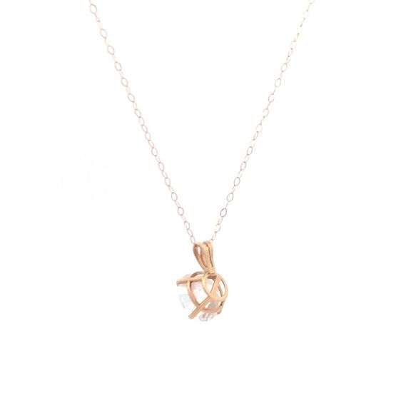 14K Yellow Gold Round CZ Solitaire Vintage Simple Classic Pendant
