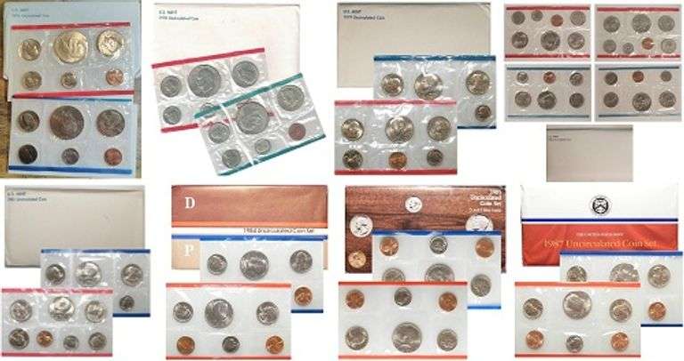 A Large Lot Of 19 U.S. Mint Sets/Dates From 1968 To 1989!