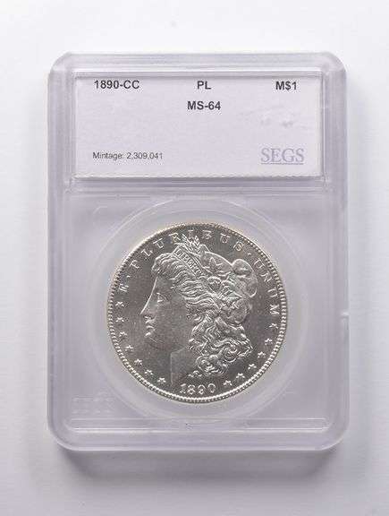 MS64 1890-CC Morgan Silver Dollar SEGS
