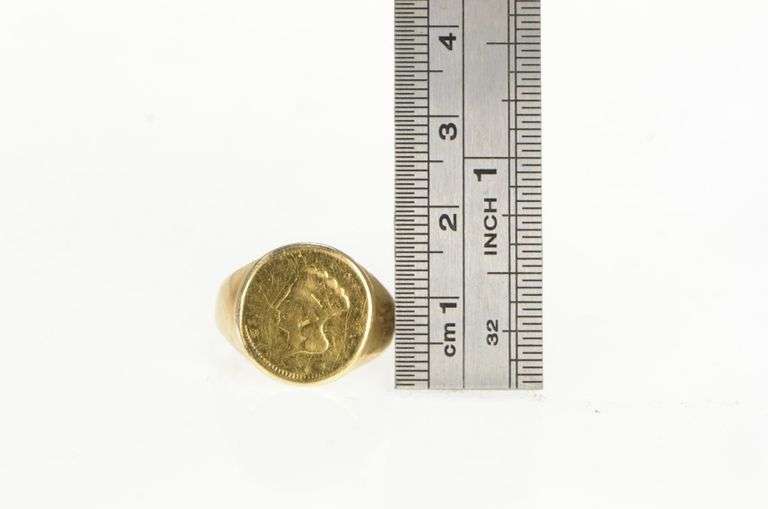 10K Yellow Gold Indian Princess Head 1850's US Coin Ring