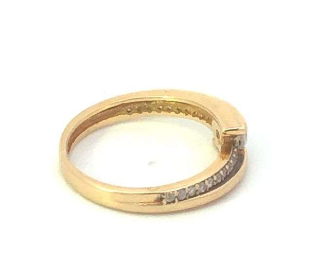 18K Yellow Gold Unique Diamond Vintage Bypass Promise Ring