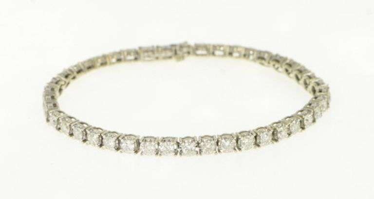14K White Gold 4.20 Ctw Round Brilliant Diamond Tennis Bracelet