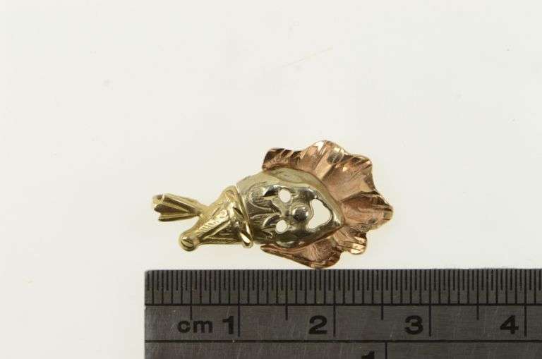 14K Yellow Gold Tri Tone Vintage Clown Circus Comedy Charm/Pendant
