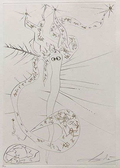Rare Salvador Dali Hand Signed Original Dry Point Etching Circa 1969