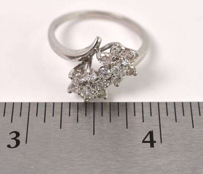 Vintage Astounding 14K White Gold Flower Diamond ring Made By Trubrite