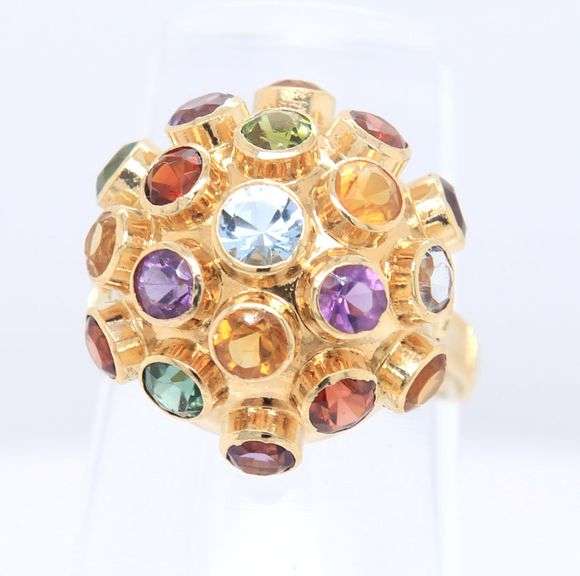 Stunning 18kt Yellow Gold Multi Stone Sputnik Style Ring