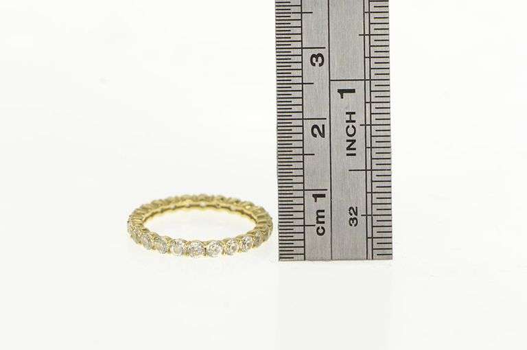 14K Yellow Gold Cubic Zirconia Eternity Wedding Stackable Band Ring
