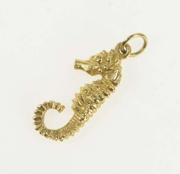 14K Yellow Gold 3D Sea Horse Ocean Animal Fish Charm/Pendant