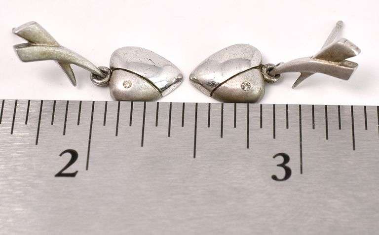 Heart Dangle Earrings in Sterling Silver
