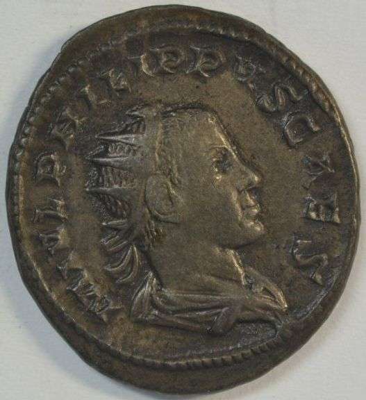 Scarcer Original Phillip II Roman Silver Piece from 247 to 249 AD. Choice