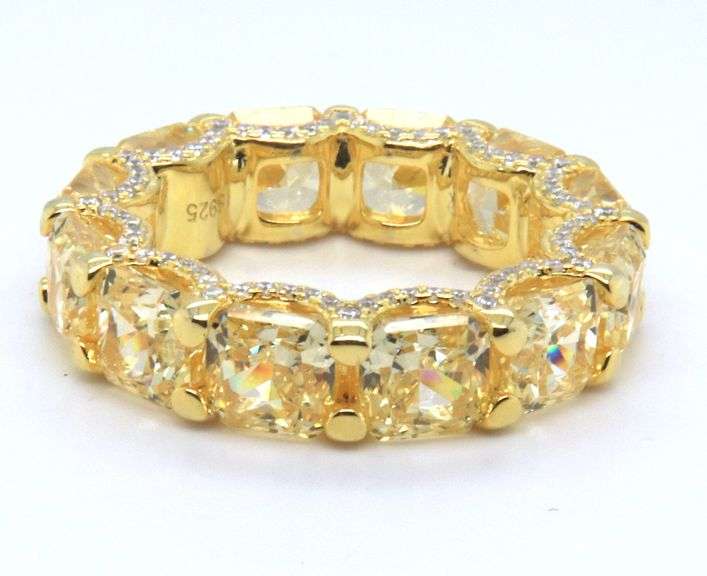 Yellow Cubic Zirconia Sterling Silver Band
