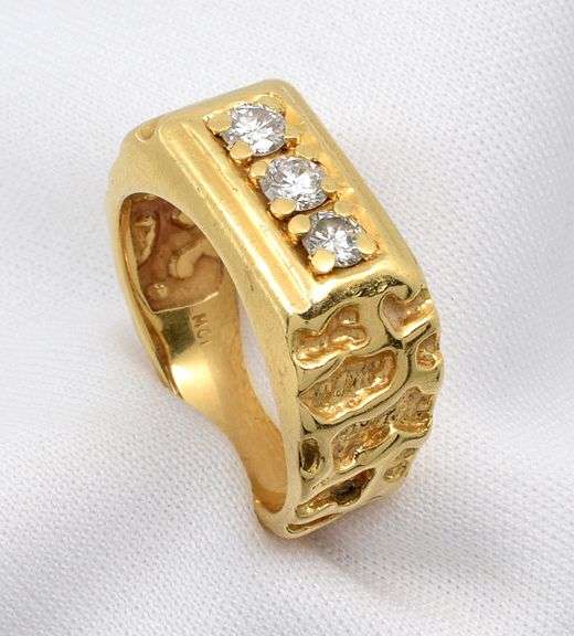 Man's 3 Diamond Nugget Ring