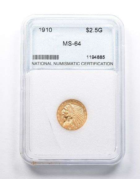 MS64 1910 $2.50 Indian Head Gold Quarter Eagle NNC