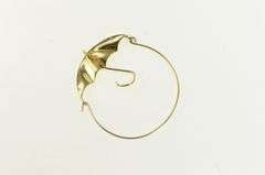 14K Yellow Gold Retro Umbrella Charm Holder Loop Vintage Pendant