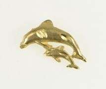 14K Yellow Gold Jumping Dolphin Ocean Animal Marine Life Charm/Pendant