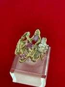 CERTIFIED 14K YELLOW GOLD DIAMOND AND PINK SAPPHIRE RING