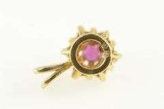 14K Yellow Gold Ruby Diamond Halo Flower Cluster Vintage Pendant