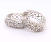Glimmering 14kt WG Pave Diamond Hoop Earrings