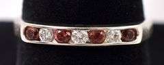 Divin 14K White Gold Red Garnet and Diamond Ring