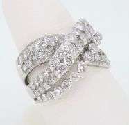Diamond Encrusted Cross over Ring with 2.25CTW of Diamonds