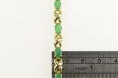 14K Yellow Gold Natural Emerald X Criss Cross Link Bracelet