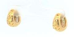 18K Yellow Gold 13.75mm Diamond Rounded Vintage Hoop Earrings