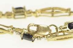 10K Yellow Gold Oval Sapphire Diamond Accent Vintage Bracelet