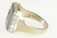 10K White Gold Hematite Intaglio Cameo Roman Soldier Ring