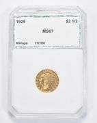 MS67 1929 $2.50 Indian Head Gold Quarter Eagle - Graded PCI
